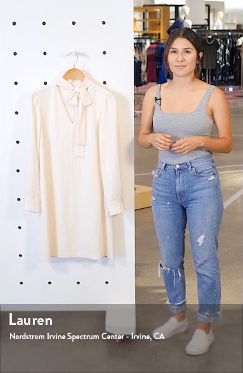 Ines Tie Neck Long Sleeve Shift Dress, sales video thumbnail