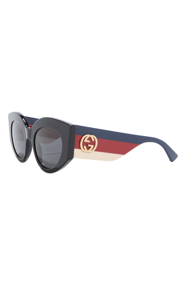 Gucci 50mm Cat Eye Sunglasses, Alternate, color, Black Multicolor Grey