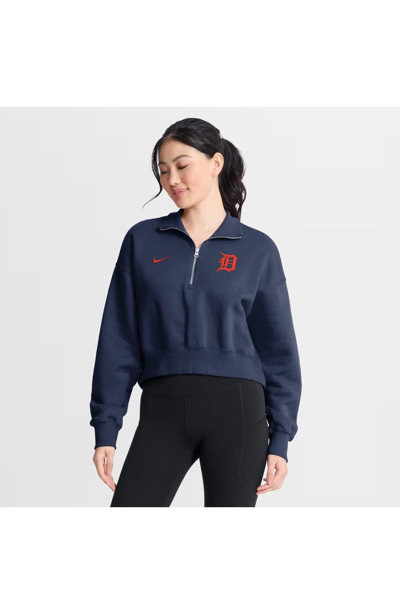 Nike Women's Nike Navy Detroit Tigers Primetime Phoenix Fleece Half-Zip Sweatshirt, Main, color, Navy