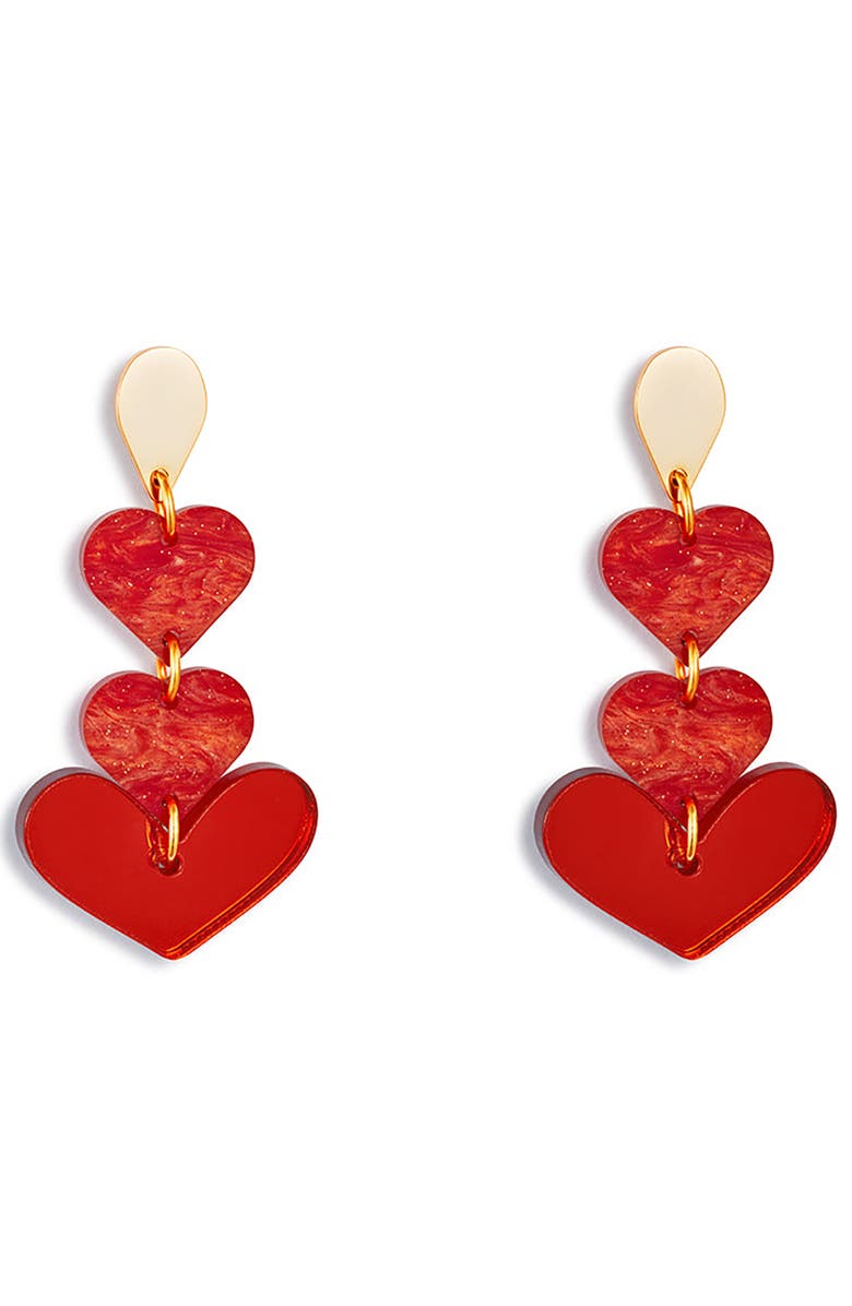 Toolally Heart Drop Earrings - Sienna Red, Main, color, Sienna Red