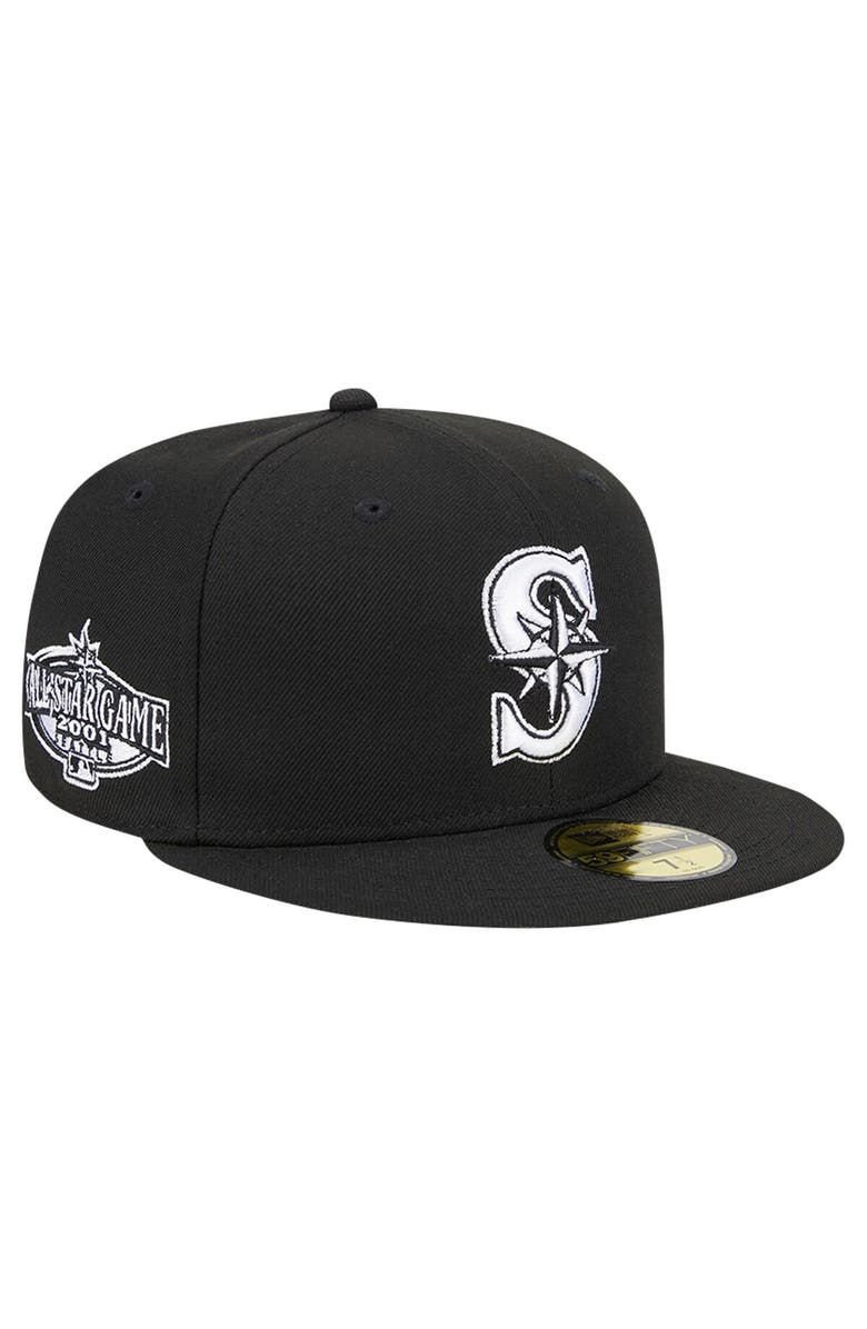 New Era Men's New Era Black Seattle Mariners Logo 59FIFTY Fitted Hat, Main, color, Black