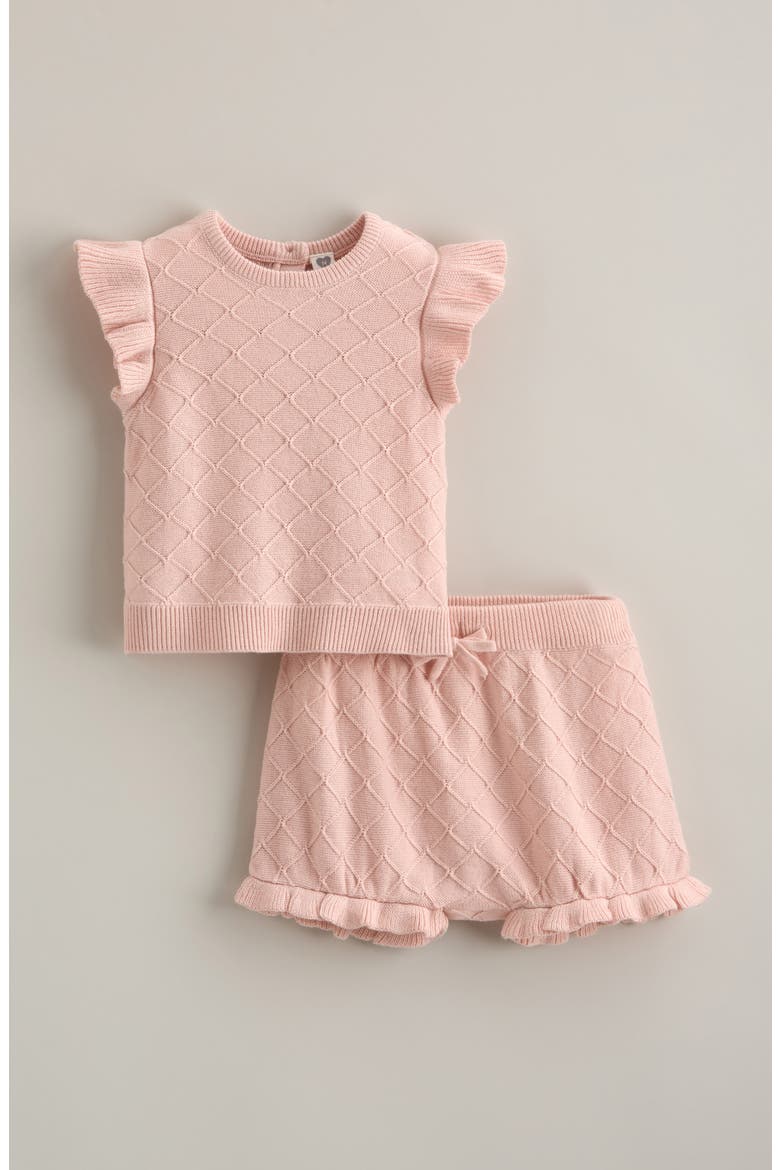 Flutter Sleeve Sweater & Bubble Shorts Set, Main, color, PINK LOTUS