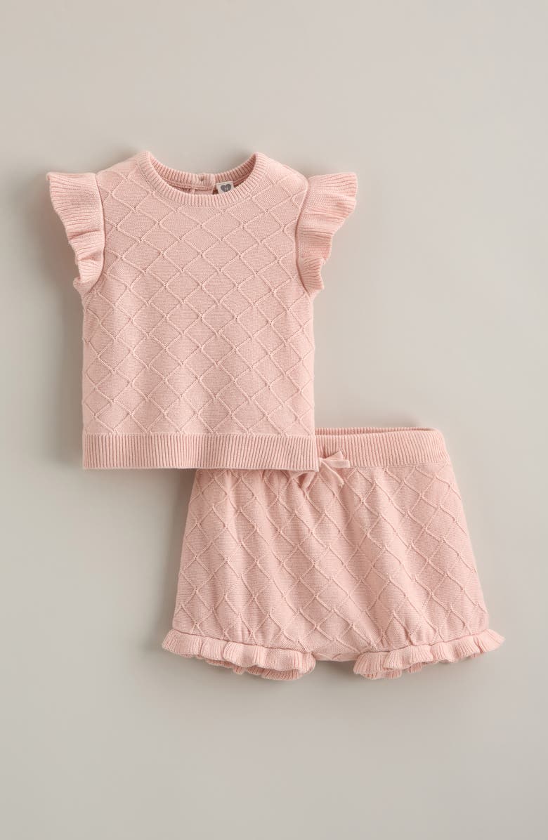 Nordstrom Flutter Sleeve Sweater & Bubble Shorts Set, Main, color, Pink Lotus