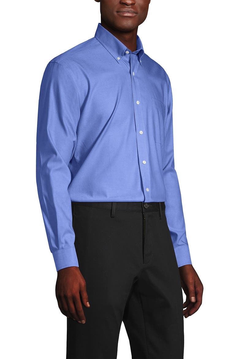 School Uniform  Tailored Fit No Iron Solid Supima Cotton Pinpoint Buttondown Collar Dress Shirt, Alternate, color, Light French Blue