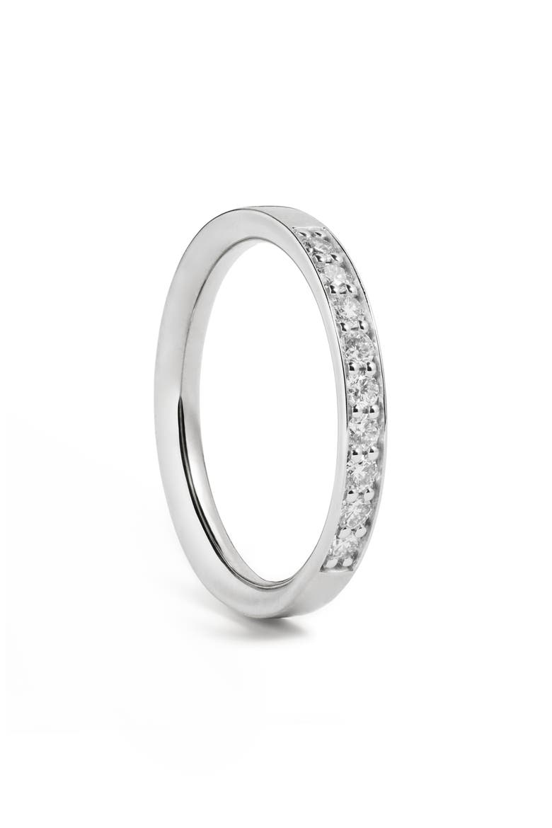 Essential Lab Grown Diamond Pavé Stacking Ring, Main, color, STERLING SILVER / DIAMOND