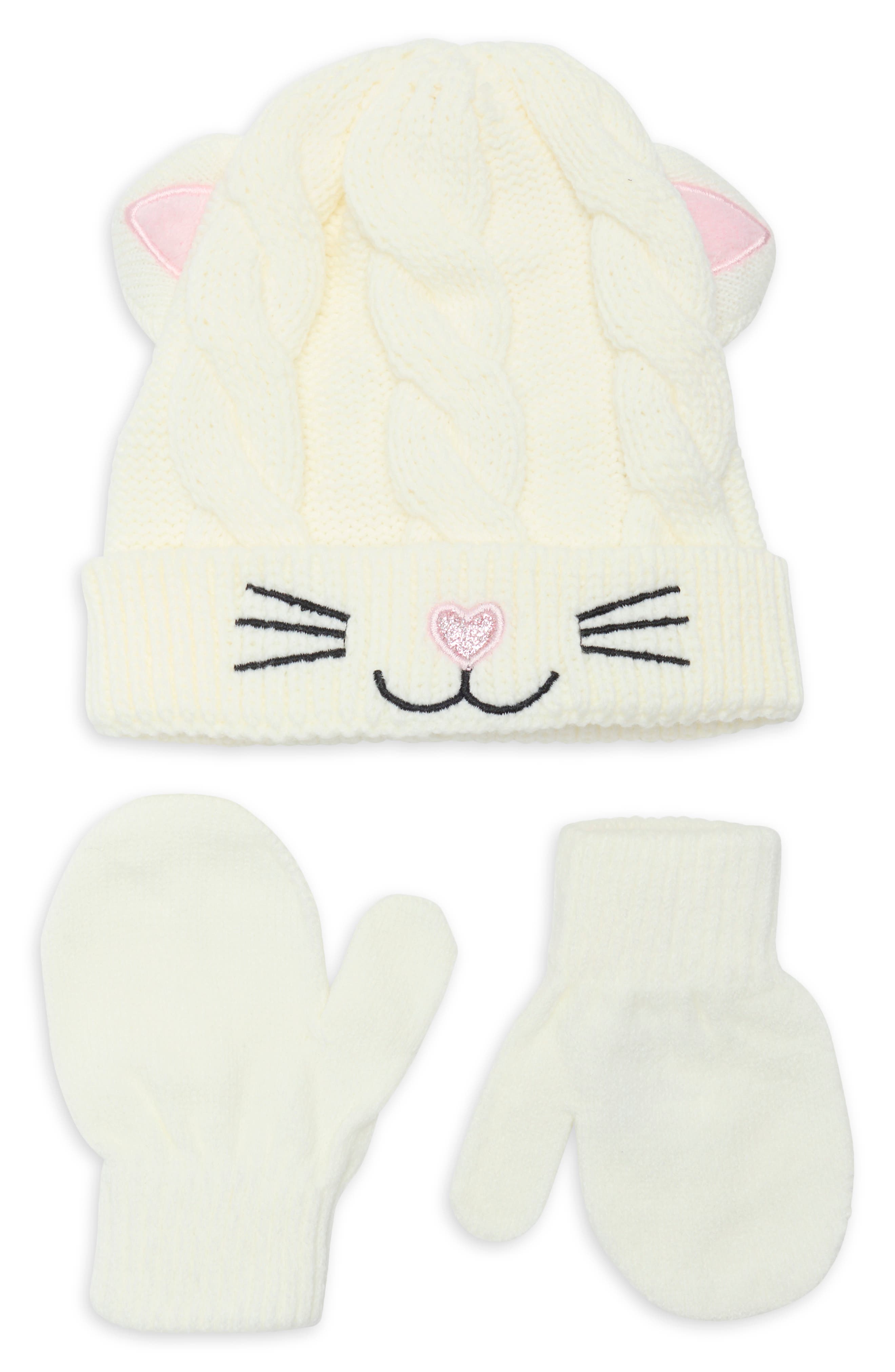 Kids' Kitty Beanie & Mittens Set
