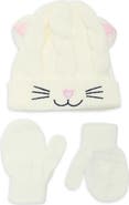 Capelli New York Baby Cable Knit Kitty Beanie & Mittens Set