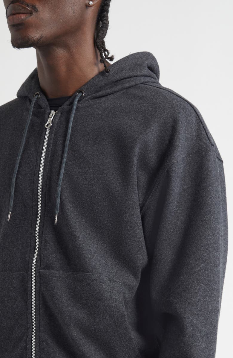 OUR LEGACY Rascal Zip-Up Hoodie, Alternate, color, Charcoal Elastic Melton