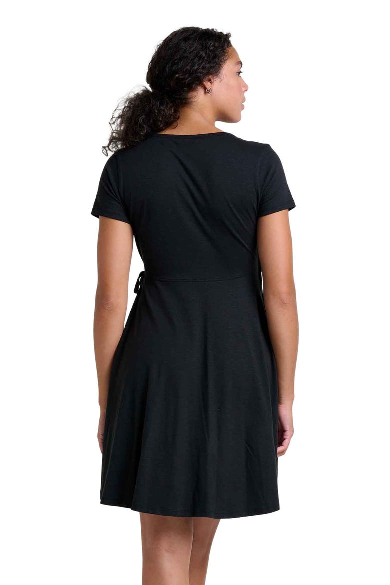 Freesia Wrap Short Sleeve Dress, Alternate, color, Black