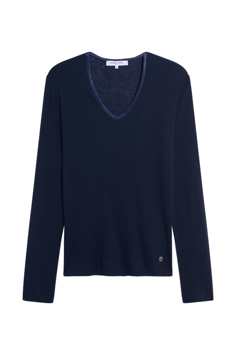 Belen Long Sleeve V-Neck T-Shirt, Alternate, color, Navy Blue