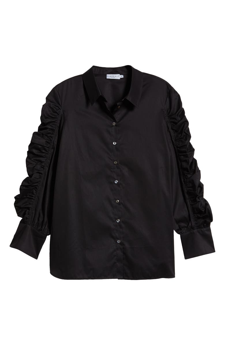 HARSHMAN Juliana Ruched Sleeve Cotton Button-Up Shirt, Alternate, color,