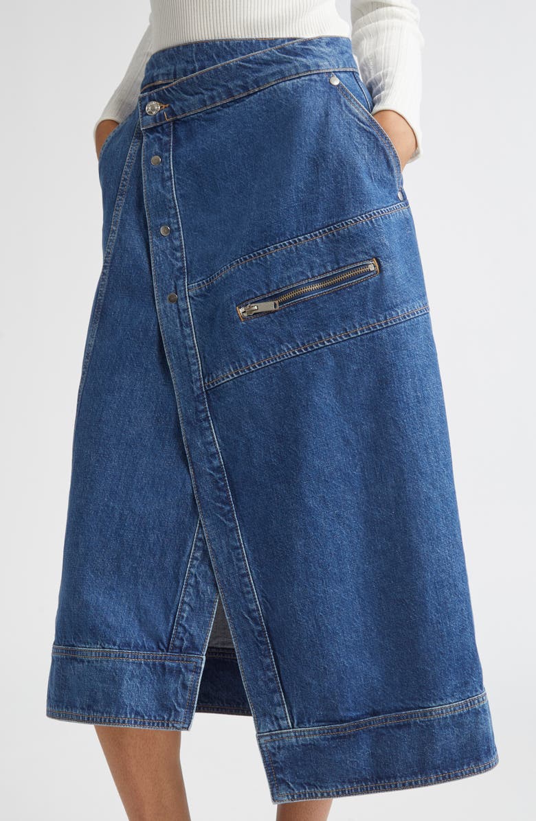 3.1 Phillip Lim Asymmetric Denim Wrap Skirt, Alternate, color, Indigo