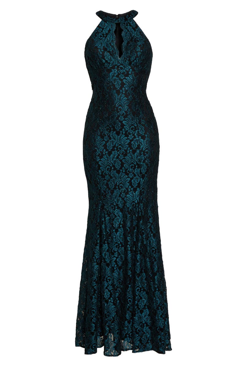 Morgan & Co. Glitter Lace Trumpet Gown, Alternate, color,