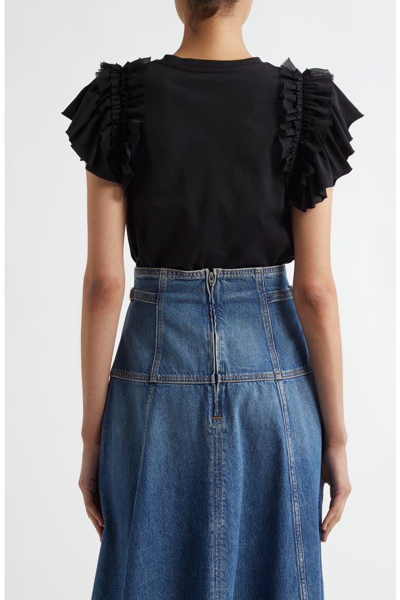 Leia Ruffle Sleeve Organic Cotton Top, Alternate, color, NOIR