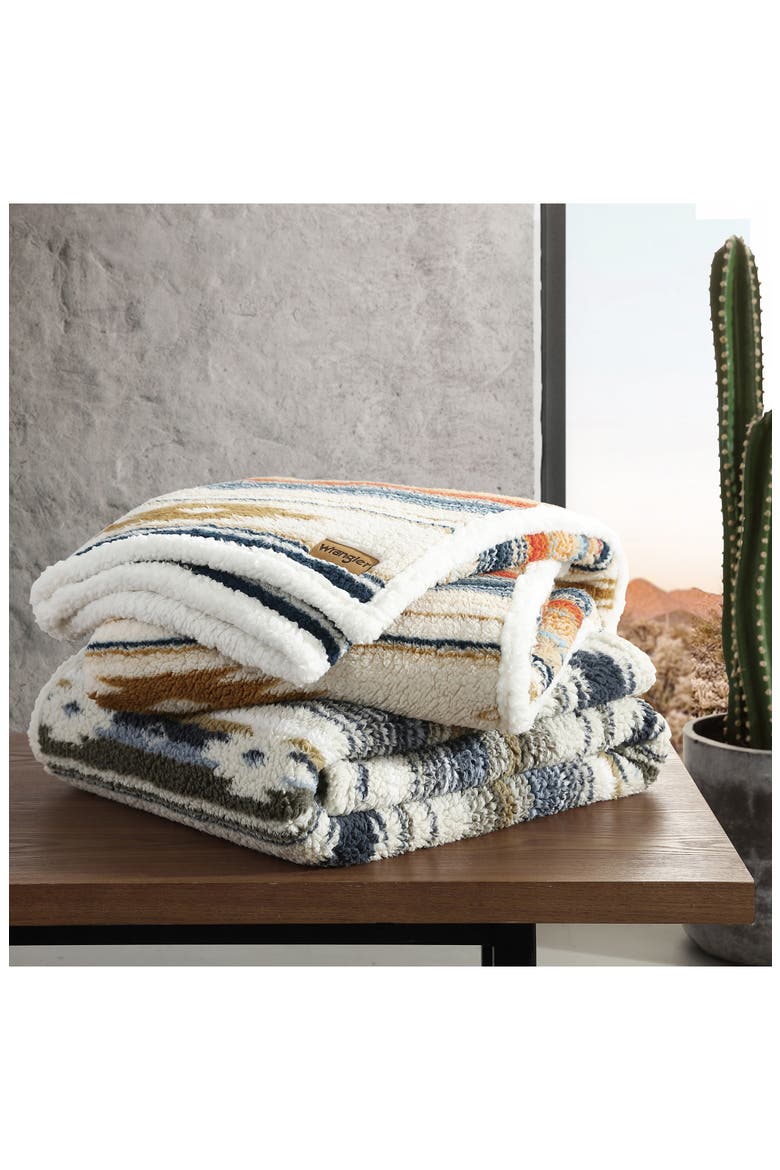 Coyote Sands Faux Shearling Throw Blanket, Alternate, color, BROWN