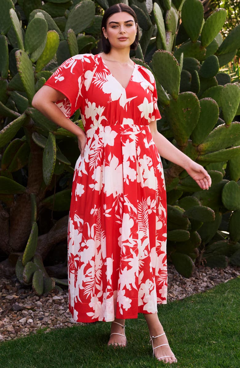 Estelle Solstice Floral Print Maxi Dress, Alternate, color, Poppy Red/ Cream