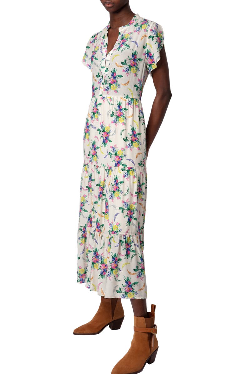 Zadig & Voltaire Razy Soft Bouquet Tulip Sleeve Dress, Alternate, color, 