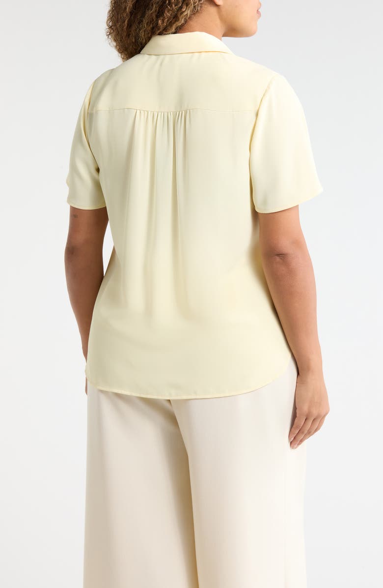 Anne Klein Shirred Short Sleeve Button-Up Shirt, Alternate, color, 