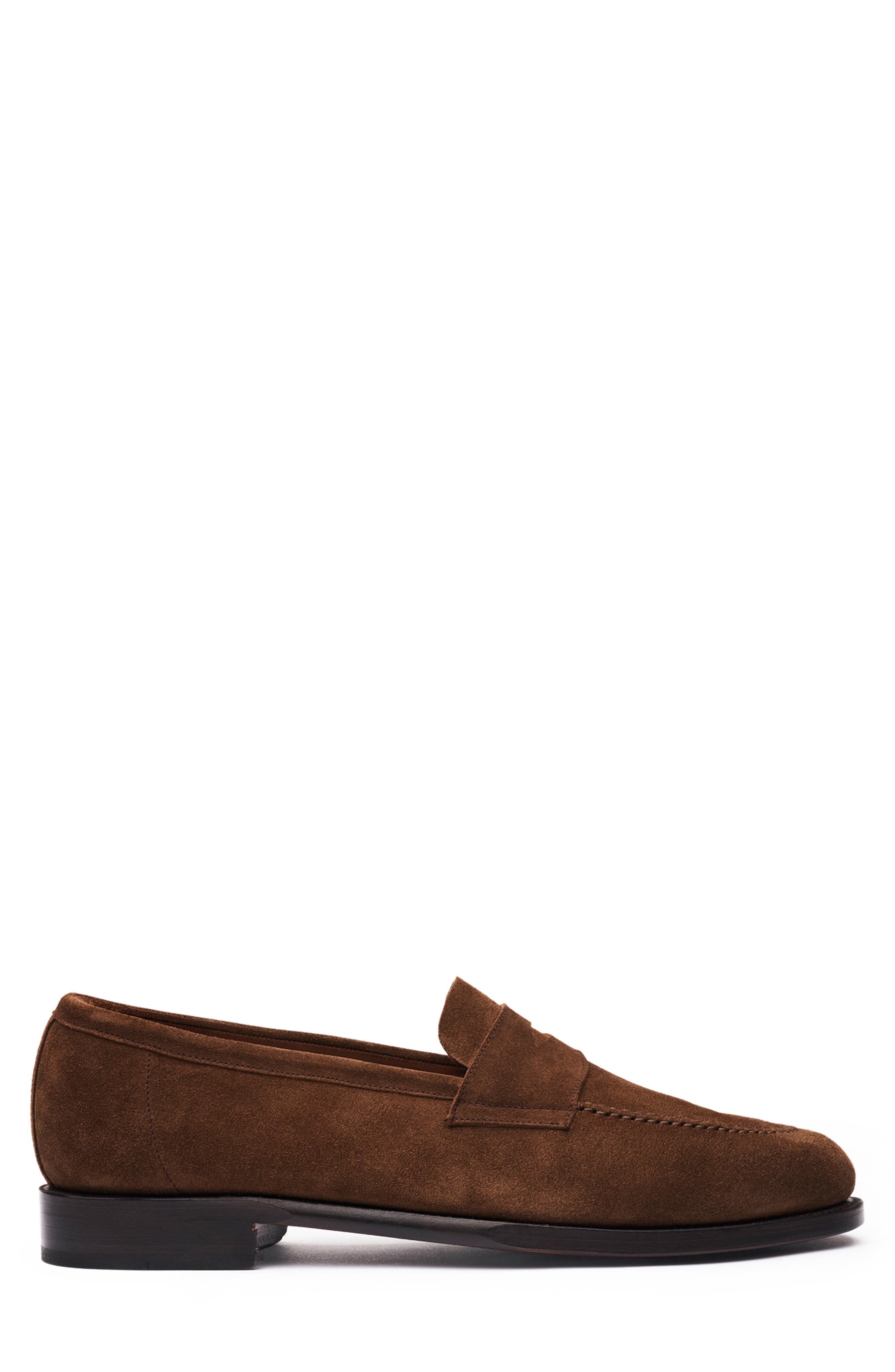 MORJAS The Penny Loafer, Alternate, color, Medium Brown Suede