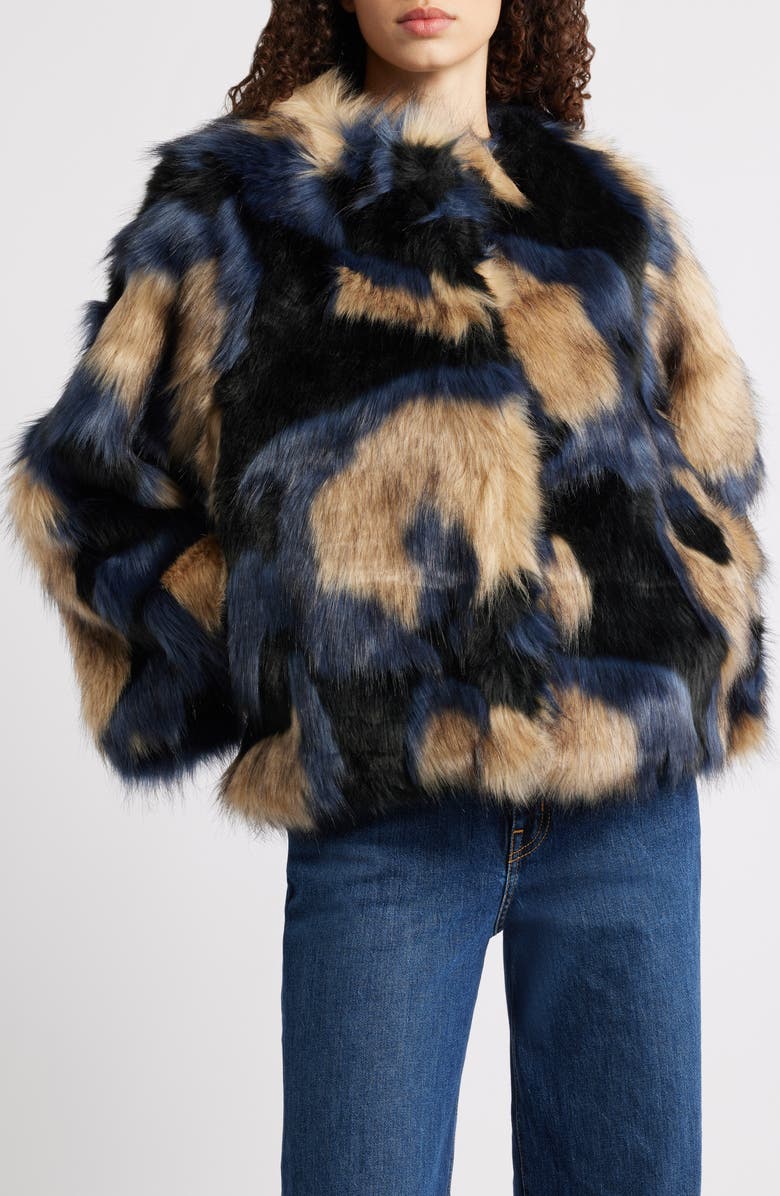 FARM Rio Multicolor Faux Fur Coat, Alternate, color,