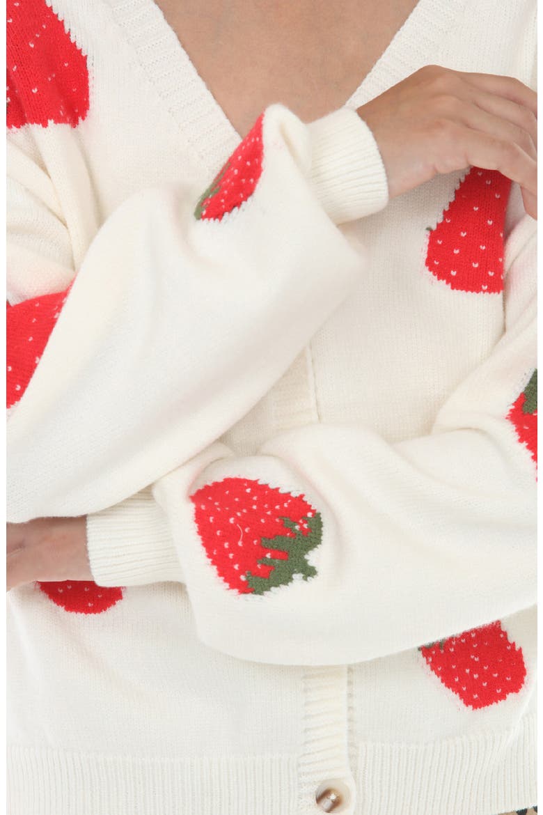 Kids' Strawberry Cardigan, Alternate, color, IVORY