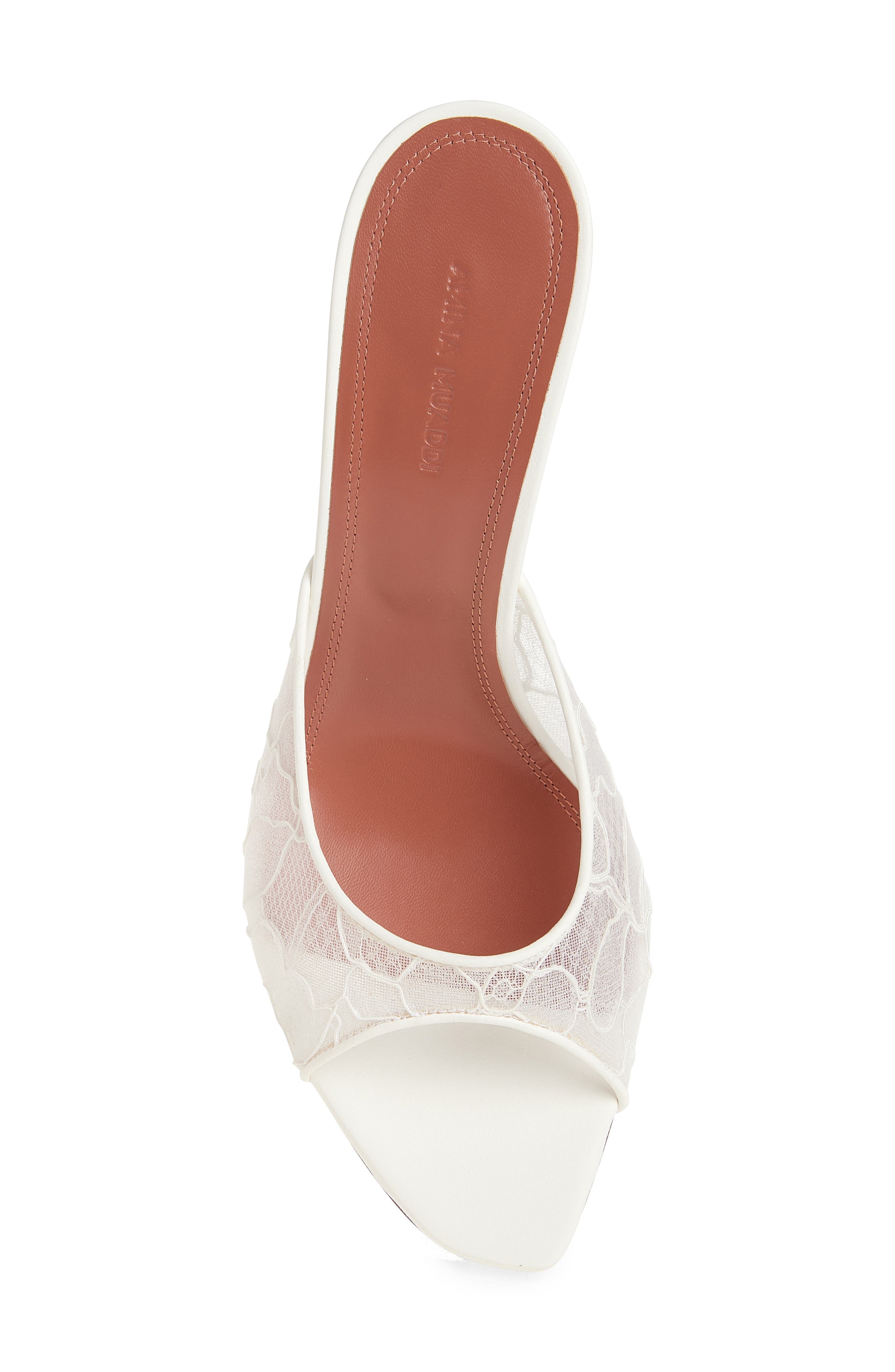 Amina Muaddi Alexa Lace Slide Sandal, Alternate, color, Ivory