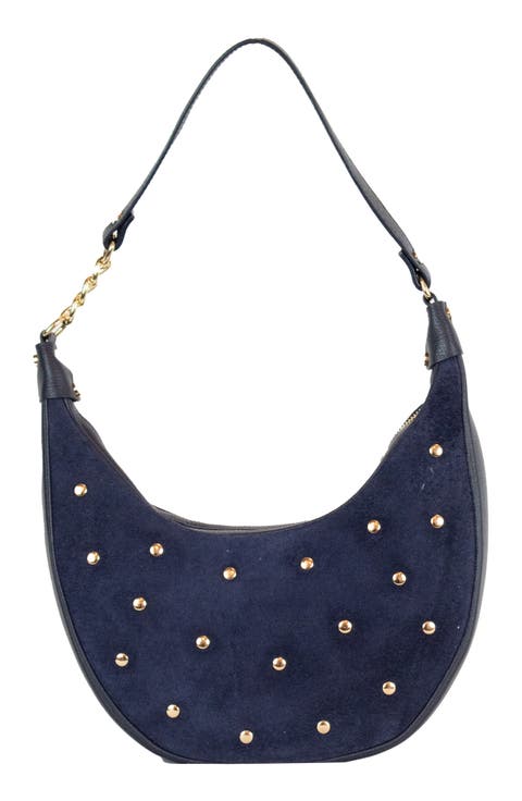 Studded Suede Shoulder Bag