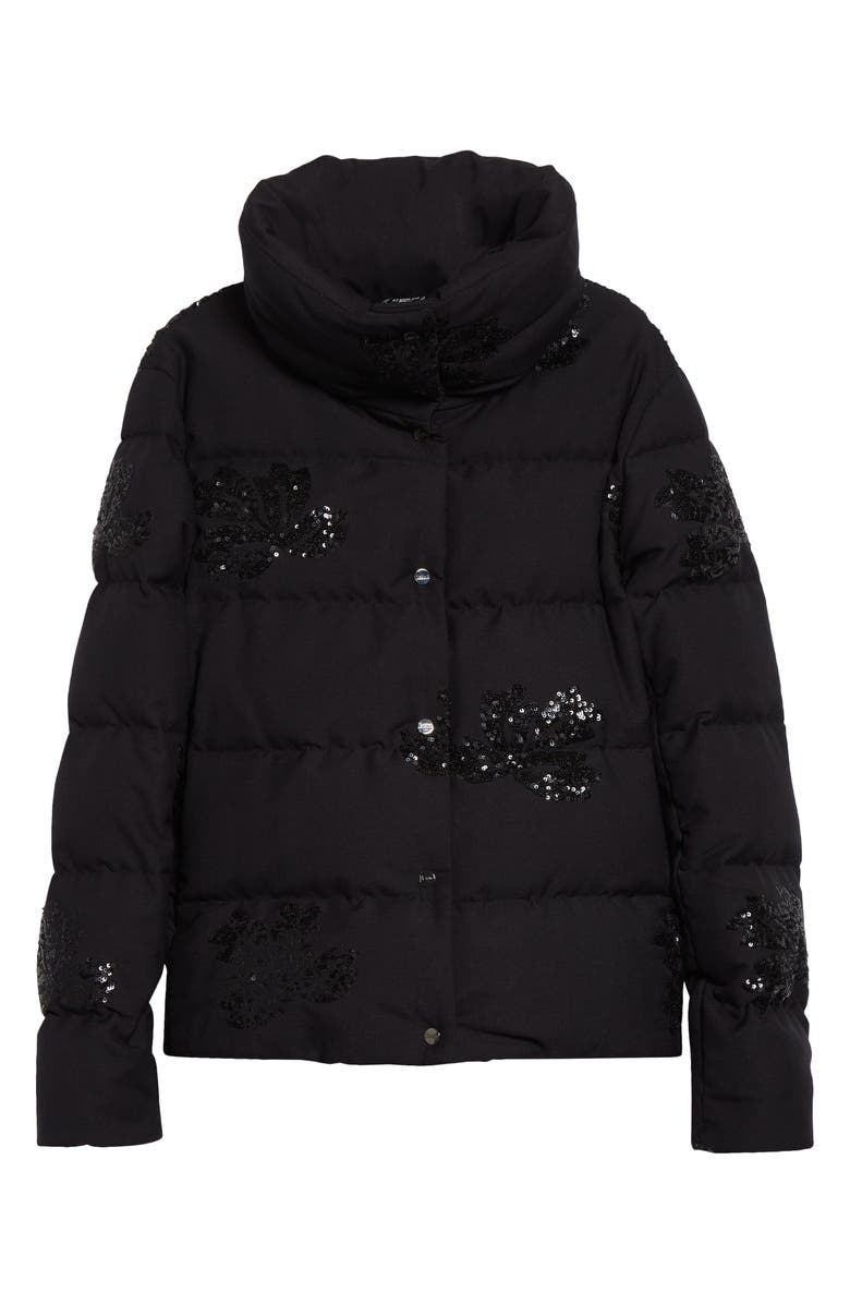 Herno Sequin Flannel Down Puffer Jacket, Main, color, Nero