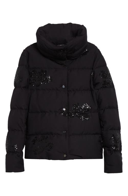 Herno Sequin Flannel Down Puffer Jacket In Black