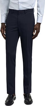 MANGO Superslim Fit Dark Navy Flat Front Stretch Dress Pants