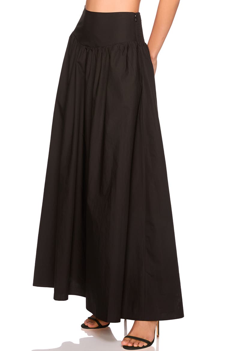 Drop Waist Cotton Poplin Maxi Skirt, Alternate, color, BLACK