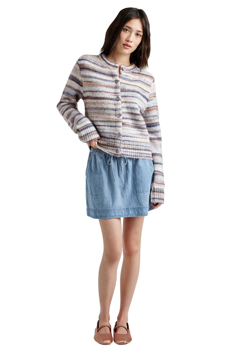 Alice Denim Drawstring Waist Miniskirt, Alternate, color, INDIGO