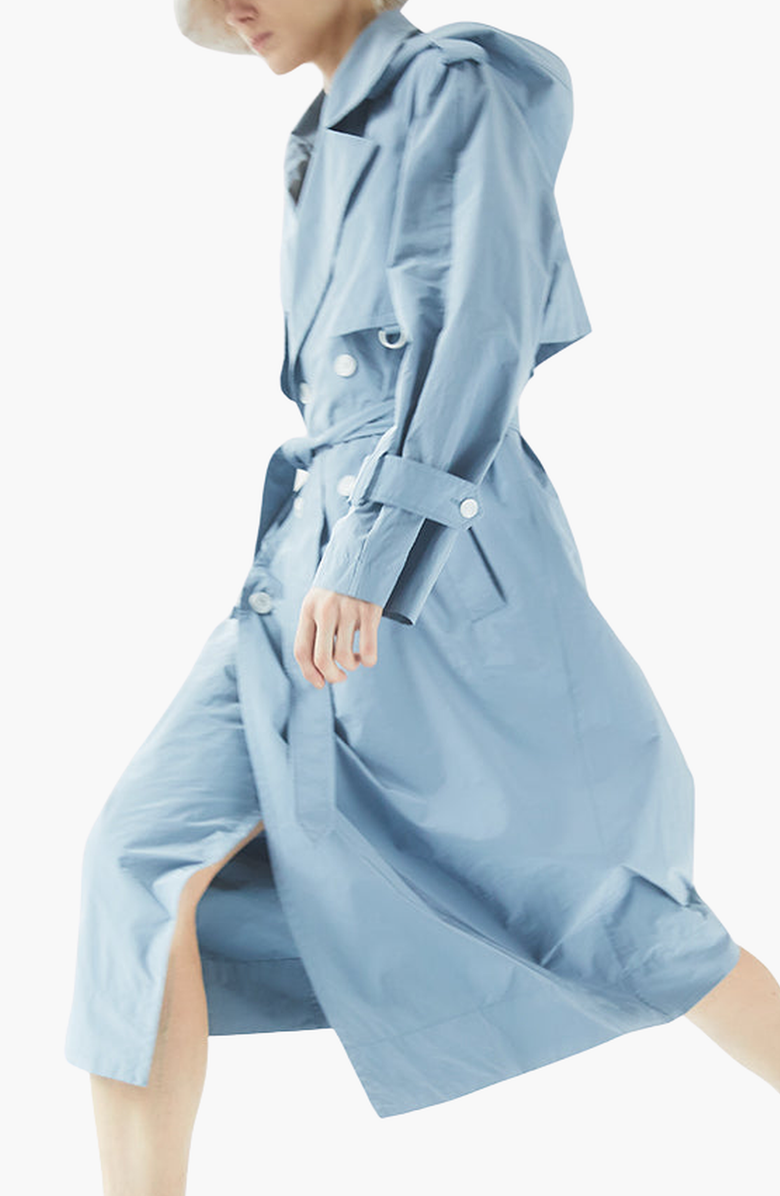 CAALO Water Resistant Hooded Trench Coat, Alternate, color, Light Blue