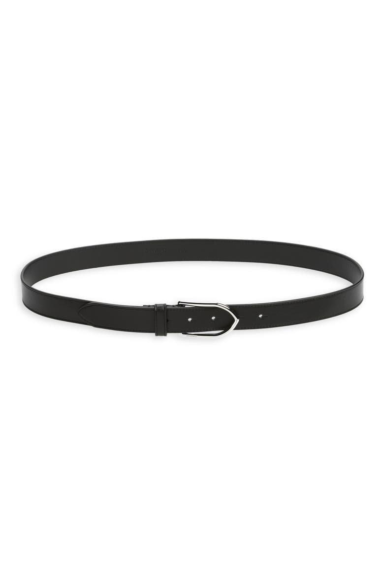 La Ceinture Bambino Leather Belt, Main, color, BLACK/ SILVER