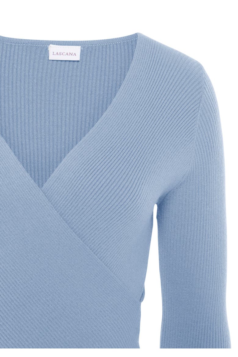 Overlapping V-Neck Sweater, Alternate, color, Light Blue