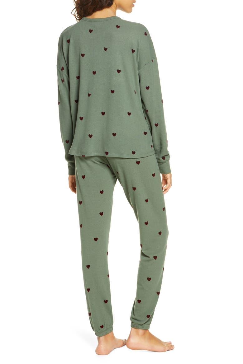 Just Peachy Pajamas, Alternate, color, OLIVE HEARTS