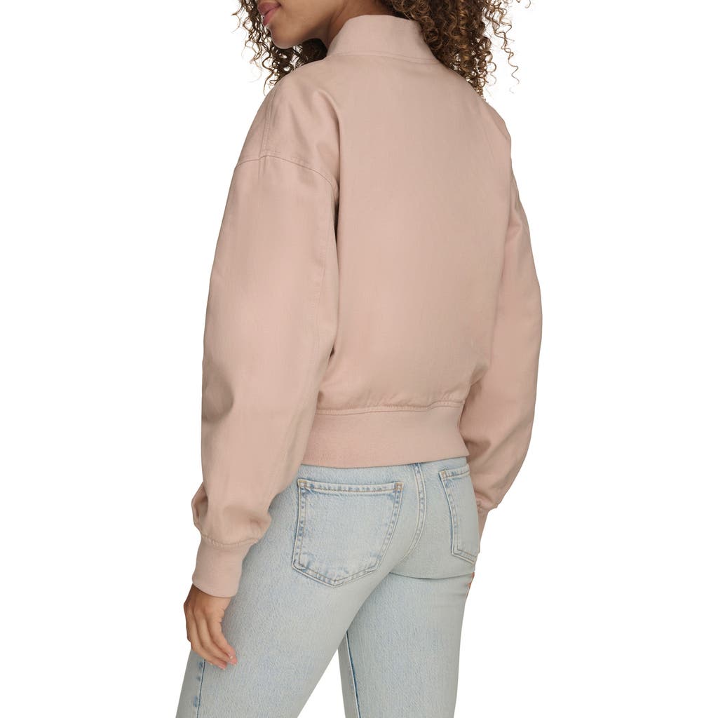 Levi's Denim Crop Bomber Jacket In Light Pink