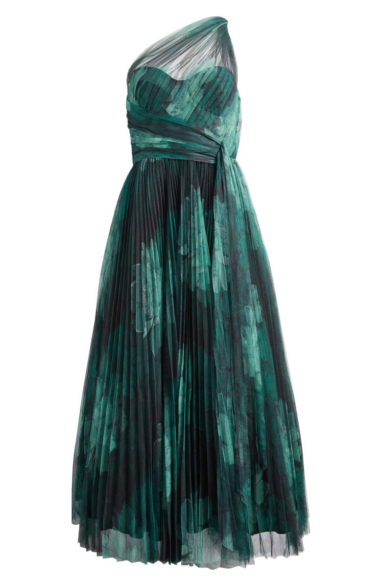 Hutch Philippa One-Shoulder Gown, Alternate, color, Forest Tonal Sketched Floral