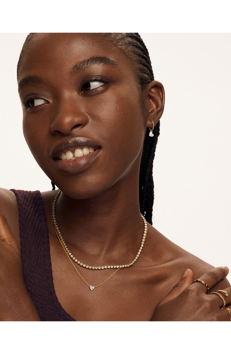 Monica Vinader Lab-Created Diamond Heart Charm Necklace, Alternate, color, 18K Gold Vermeil