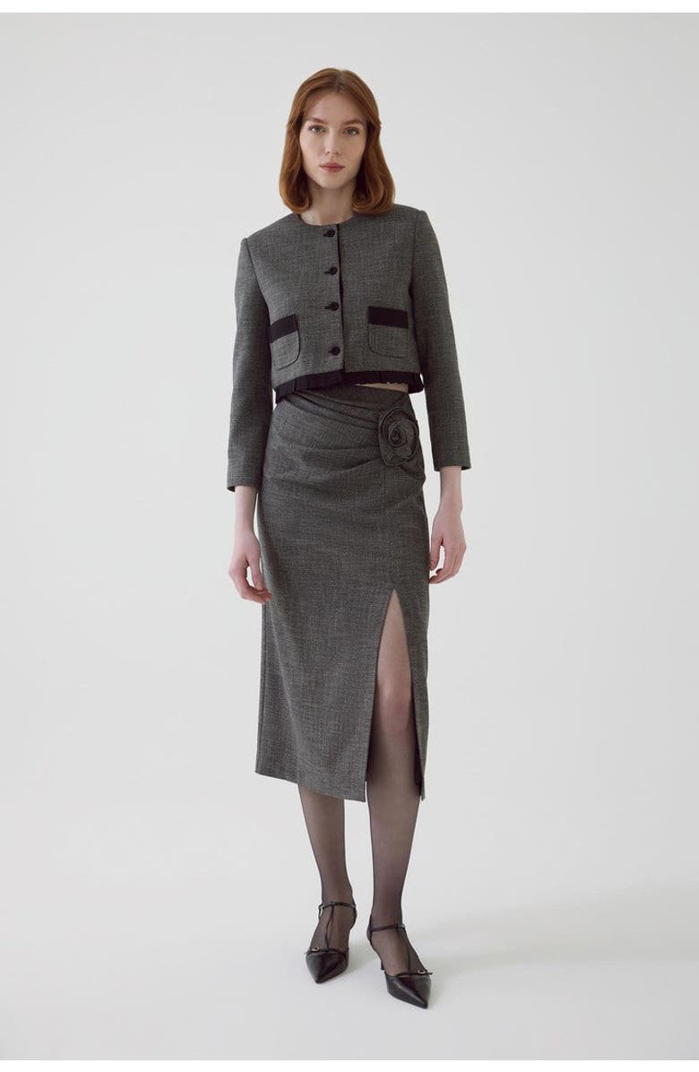 Exquise Amias Cropped Jacket, Alternate, color, Anthracite