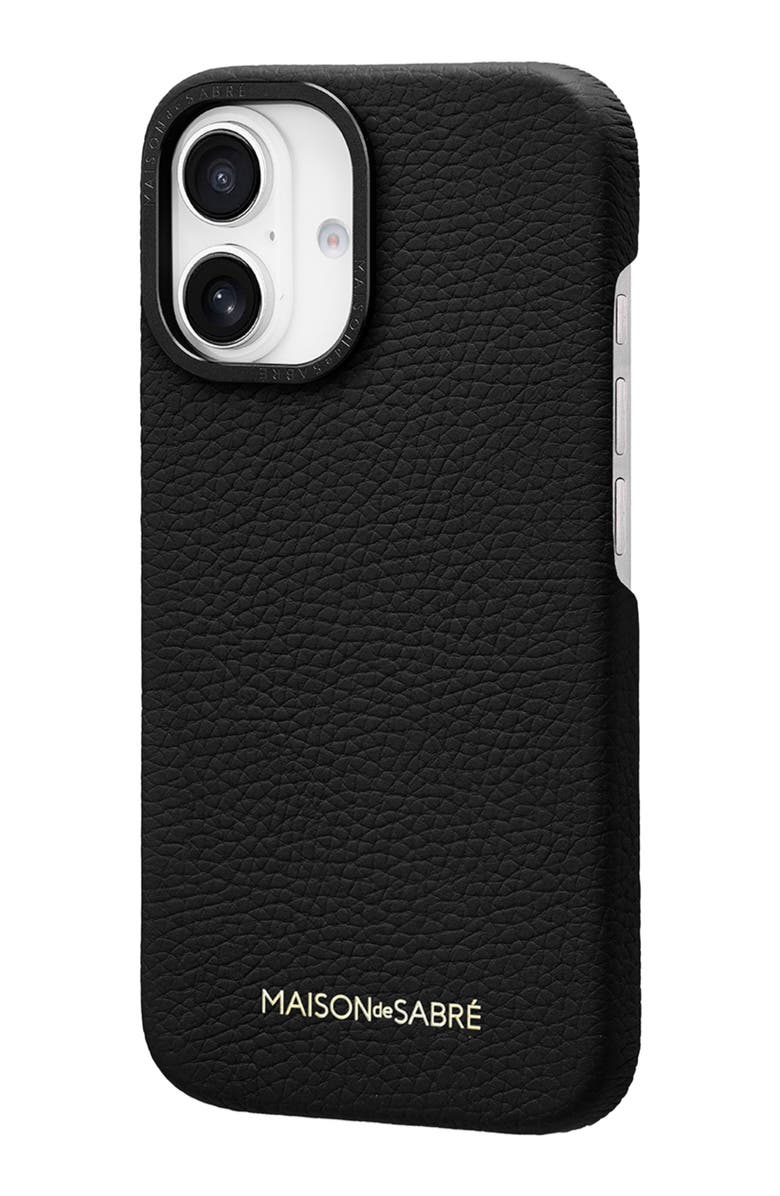 MAISON de SABRÉ Leather Phone Case, Alternate, color, Black Caviar
