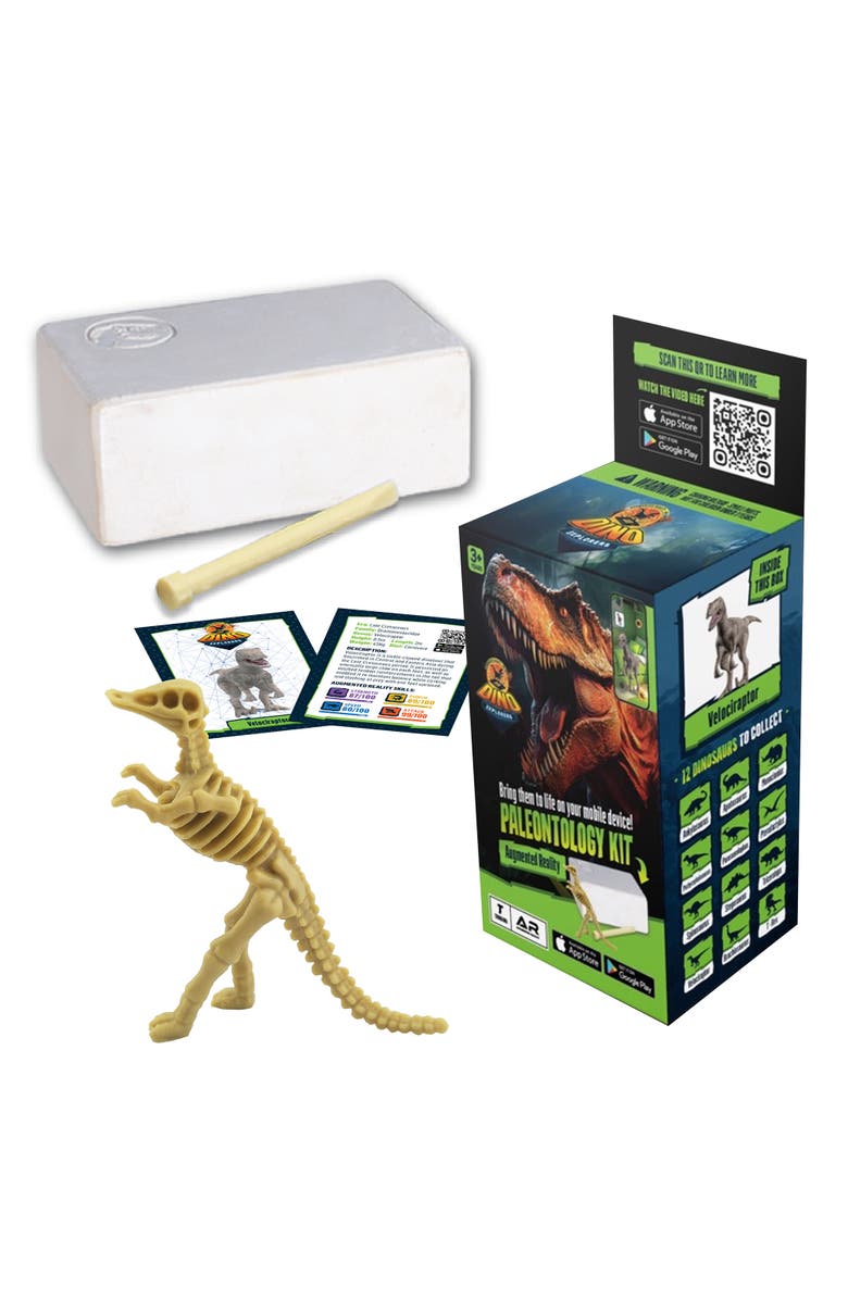 Dino Explorers Ar Dinosaur Xl and Brick Combo, 10" Velociraptor Sound Figure, Alternate, color, Multicolored
