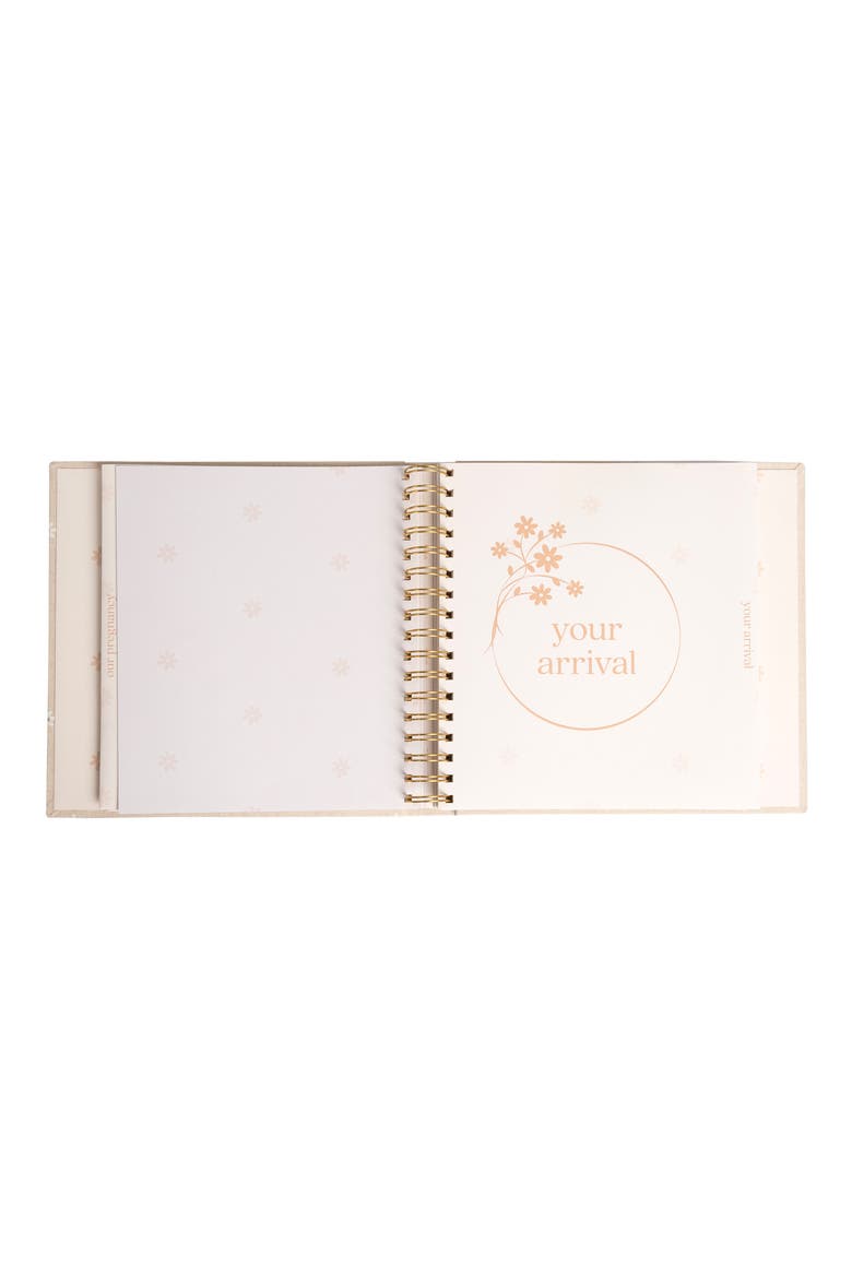 Floral Linen Baby Keepsake Memory Book, Alternate, color, BEIGE