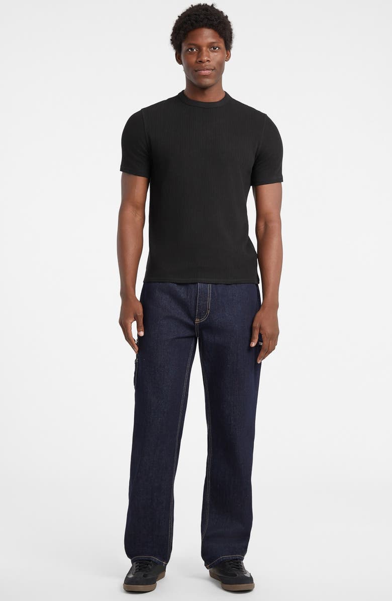 GUESS JEANS Ribbed Stretch Cotton T-Shirt, Alternate, color, Jet Black