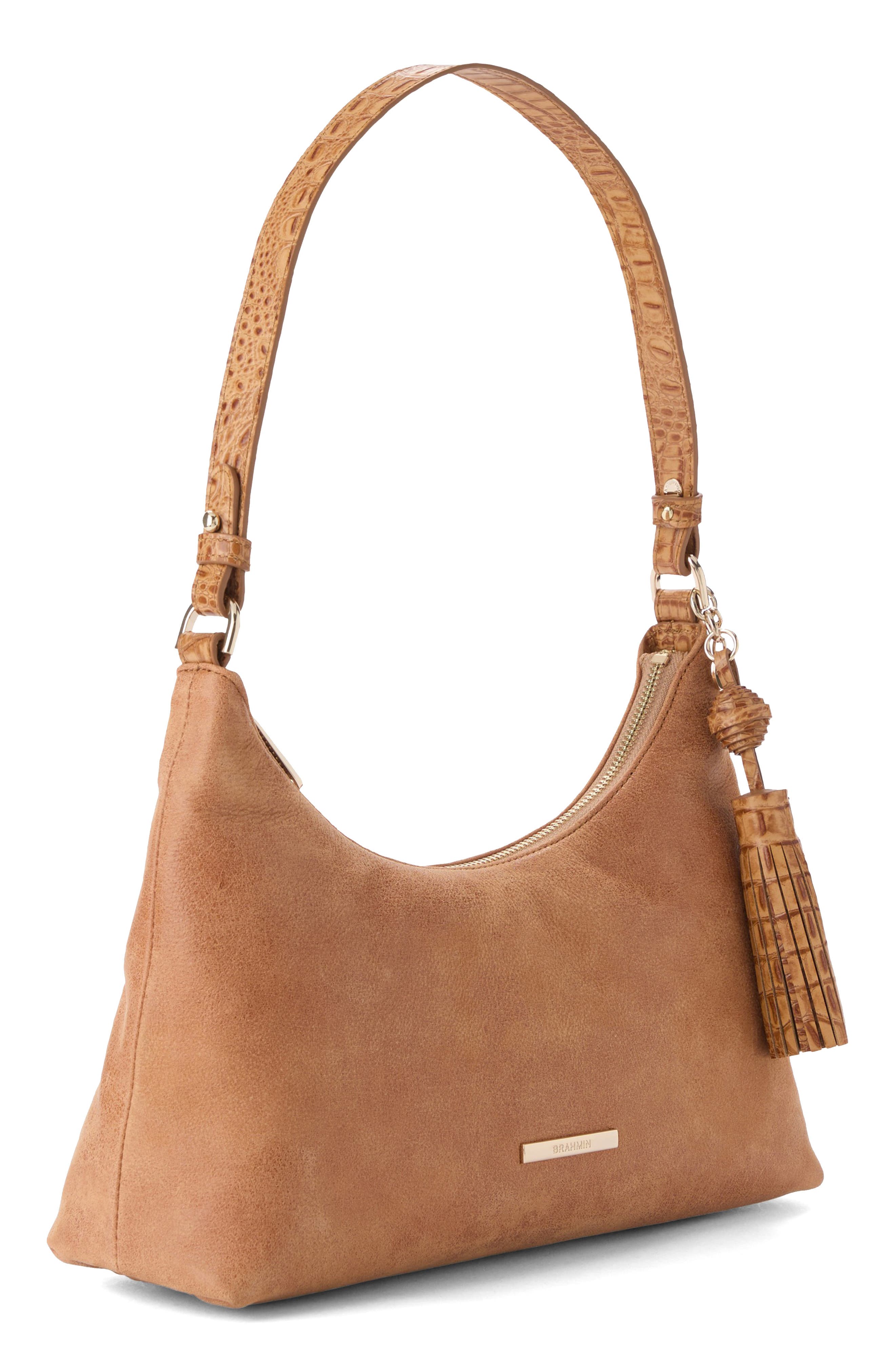 Brahmin Olivia Leather Shoulder Bag, Alternate, color, Tan