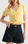 Lush Ruffle Trim Tie Front Top