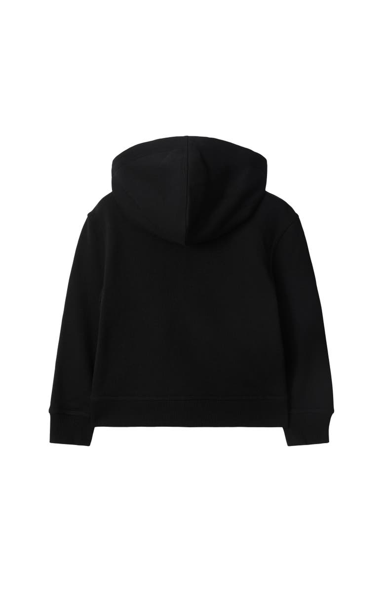 Burberry Check Label Cotton Zip Hoodie, Alternate, color, Black