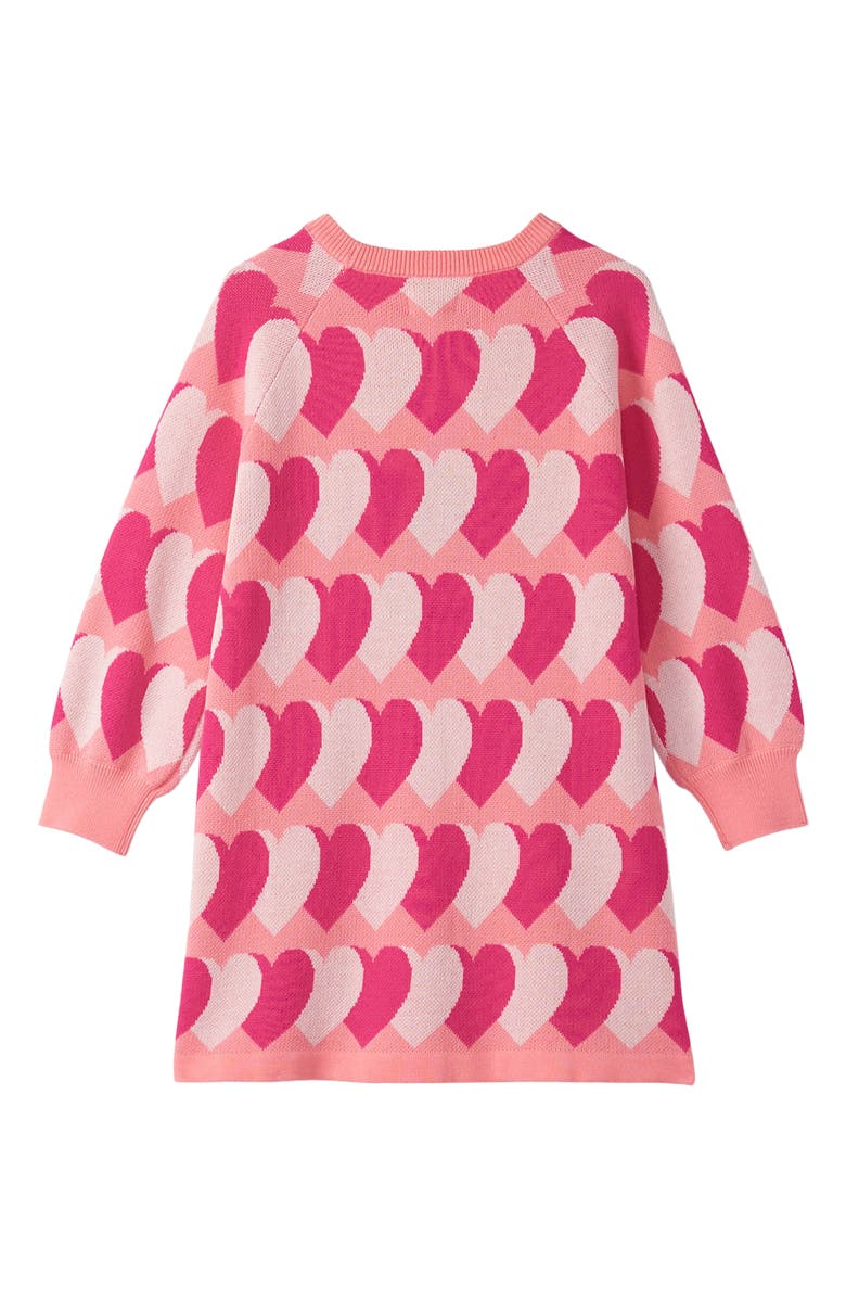 Hatley Kids' Heart Jacquard Trapeze Dress, Alternate, color, Flamingo Pink