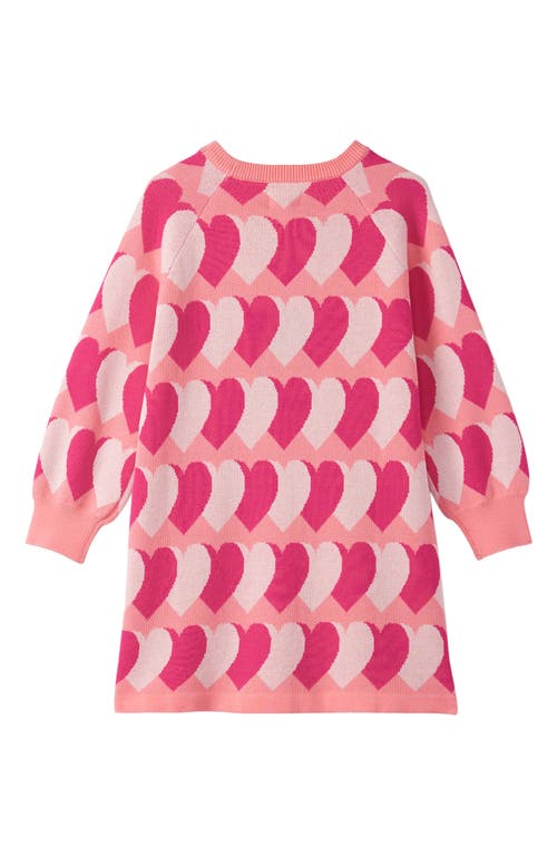 Hatley Kids' Heart Jacquard Trapeze Dress In Pink