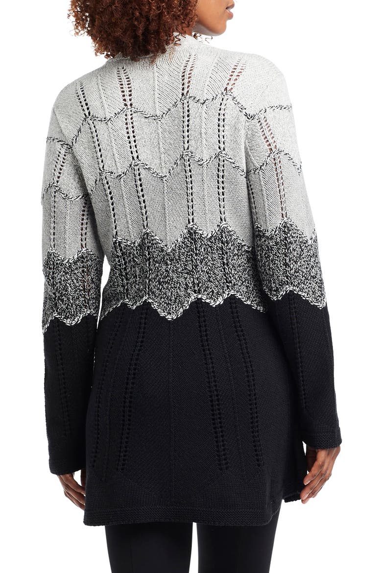 Ombré Twirl Silhouette Cardigan, Alternate, color, BLACK MULTI